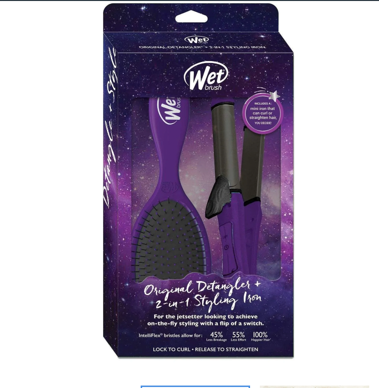 WET BRUSH 2 IN 1 DETANGLER AND TRAVELING IRON SET